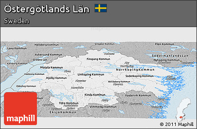 Gray Panoramic Map of Östergötlands Län
