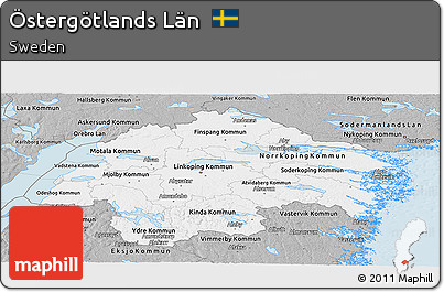 Gray Panoramic Map of Östergötlands Län