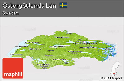 Physical Panoramic Map of Östergötlands Län, cropped outside