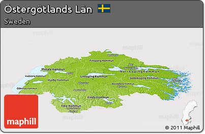 Physical Panoramic Map of Östergötlands Län, cropped outside