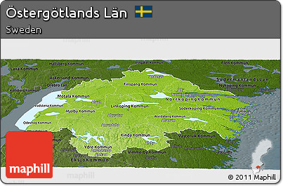 Physical Panoramic Map of Östergötlands Län, darken