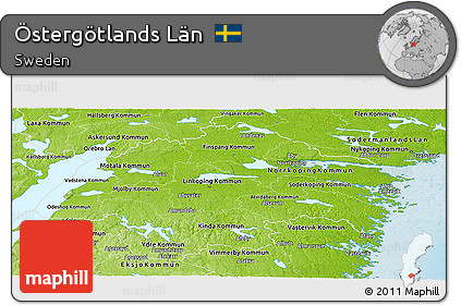 Physical Panoramic Map of Östergötlands Län