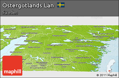 Physical Panoramic Map of Östergötlands Län