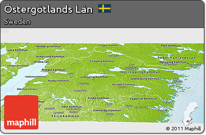 Physical Panoramic Map of Östergötlands Län