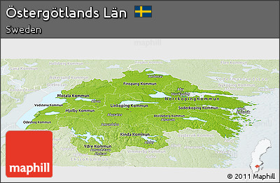 Physical Panoramic Map of Östergötlands Län, lighten
