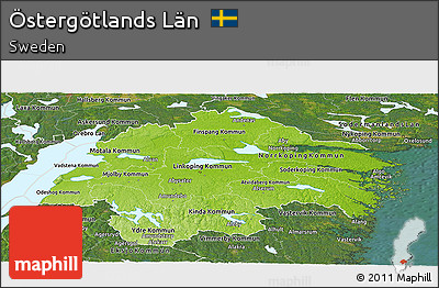Physical Panoramic Map of Östergötlands Län, satellite outside
