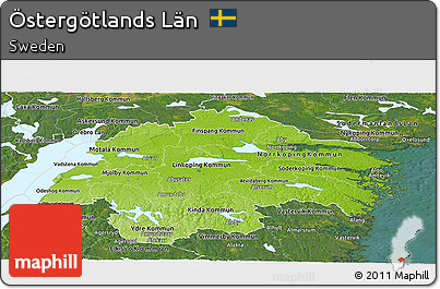Physical Panoramic Map of Östergötlands Län, satellite outside