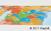 Political Panoramic Map of Östergötlands Län, political shades outside