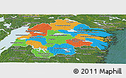 Political Panoramic Map of Östergötlands Län, satellite outside