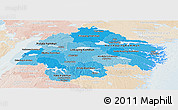 Political Shades Panoramic Map of Östergötlands Län, lighten