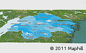 Political Shades Panoramic Map of Östergötlands Län, satellite outside