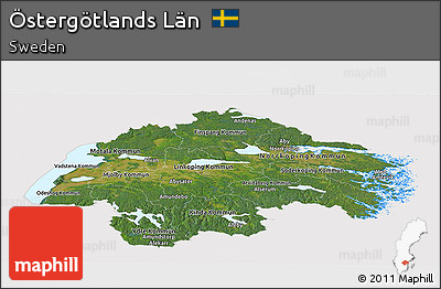 Satellite Panoramic Map of Östergötlands Län, cropped outside