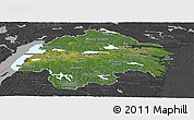 Satellite Panoramic Map of Östergötlands Län, darken, desaturated