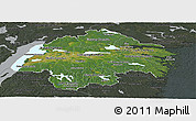 Satellite Panoramic Map of Östergötlands Län, darken, semi-desaturated