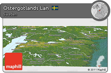 Satellite Panoramic Map of Östergötlands Län