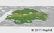 Satellite Panoramic Map of Östergötlands Län, lighten, desaturated
