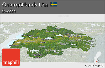 Satellite Panoramic Map of Östergötlands Län, lighten