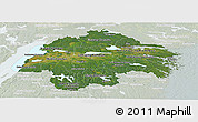 Satellite Panoramic Map of Östergötlands Län, lighten