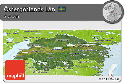 Satellite Panoramic Map of Östergötlands Län, physical outside