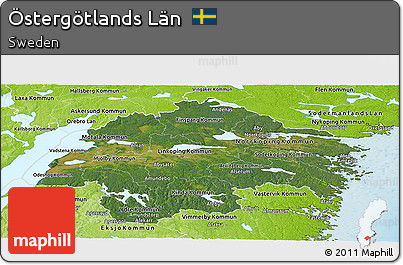 Satellite Panoramic Map of Östergötlands Län, physical outside