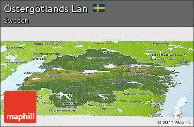 Satellite Panoramic Map of Östergötlands Län, physical outside