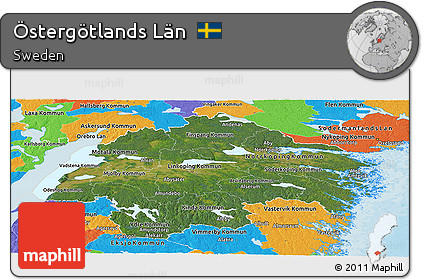Satellite Panoramic Map of Östergötlands Län, political outside
