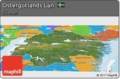 Satellite Panoramic Map of Östergötlands Län, political outside