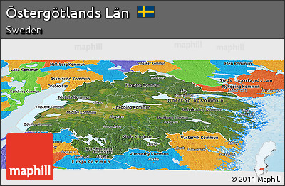 Satellite Panoramic Map of Östergötlands Län, political outside