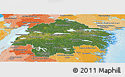 Satellite Panoramic Map of Östergötlands Län, political shades outside