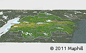 Satellite Panoramic Map of Östergötlands Län, semi-desaturated