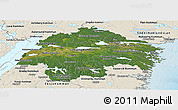 Satellite Panoramic Map of Östergötlands Län, shaded relief outside