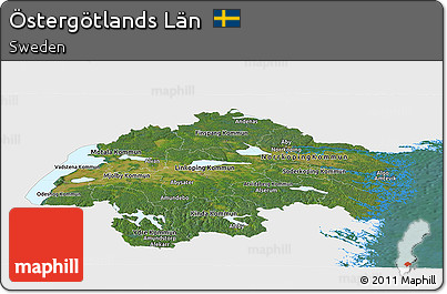 Satellite Panoramic Map of Östergötlands Län, single color outside