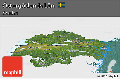 Satellite Panoramic Map of Östergötlands Län, single color outside