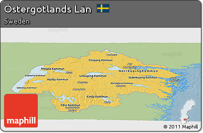Savanna Style Panoramic Map of Östergötlands Län, single color outside