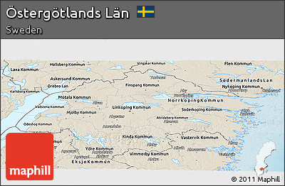 Shaded Relief Panoramic Map of Östergötlands Län