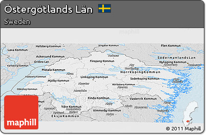 Silver Style Panoramic Map of Östergötlands Län