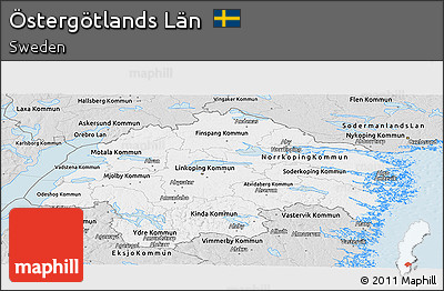 Silver Style Panoramic Map of Östergötlands Län