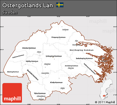 Classic Style Simple Map of Östergötlands Län, cropped outside