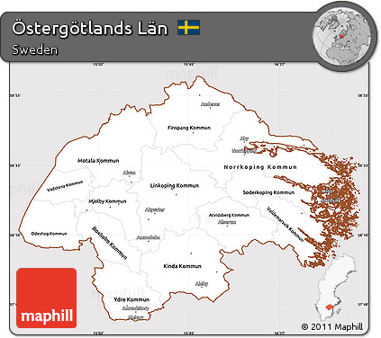 Classic Style Simple Map of Östergötlands Län, cropped outside