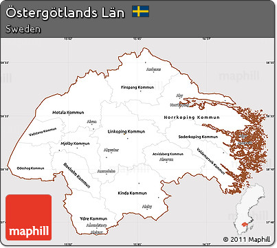 Classic Style Simple Map of Östergötlands Län, cropped outside