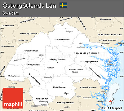 Classic Style Simple Map of Östergötlands Län