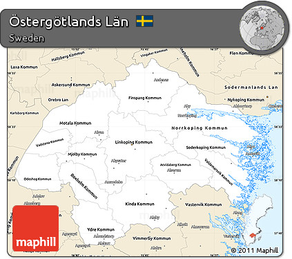 Classic Style Simple Map of Östergötlands Län