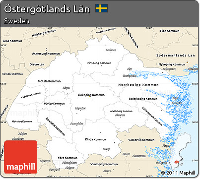 Classic Style Simple Map of Östergötlands Län