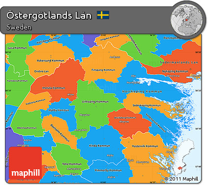 Political Simple Map of Östergötlands Län