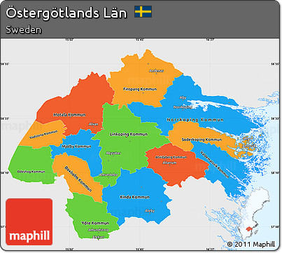 Political Simple Map of Östergötlands Län, single color outside