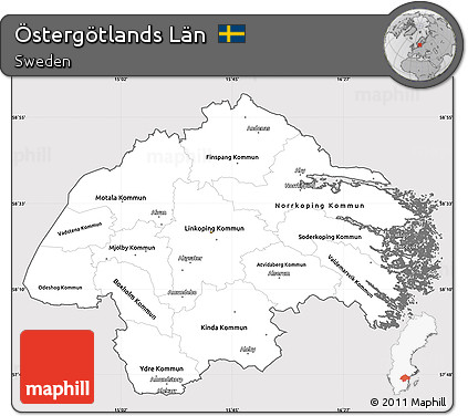 Silver Style Simple Map of Östergötlands Län, cropped outside