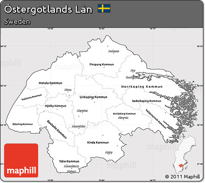 Silver Style Simple Map of Östergötlands Län, cropped outside