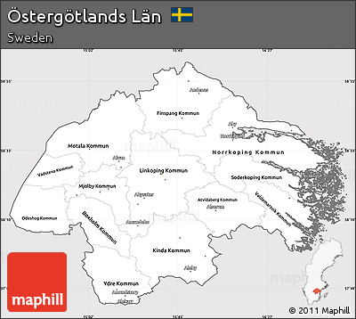 Silver Style Simple Map of Östergötlands Län, cropped outside