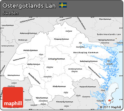 Silver Style Simple Map of Östergötlands Län