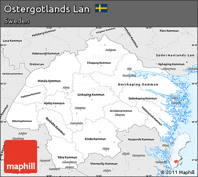 Silver Style Simple Map of Östergötlands Län